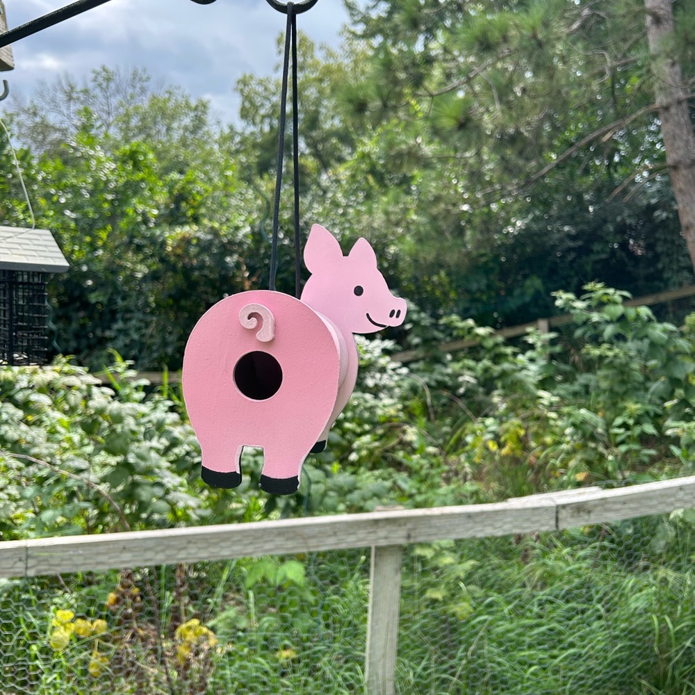 Handmade Pink Pig Birdhouse
